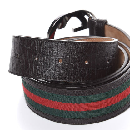 Gucci Calfskin Web Interlocking G Belt 120 48 Dark Brown 4 of 5