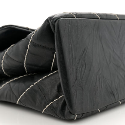Chanel Aged Calfskin Chevron Stitched Quilted Flap Black 9 of 11