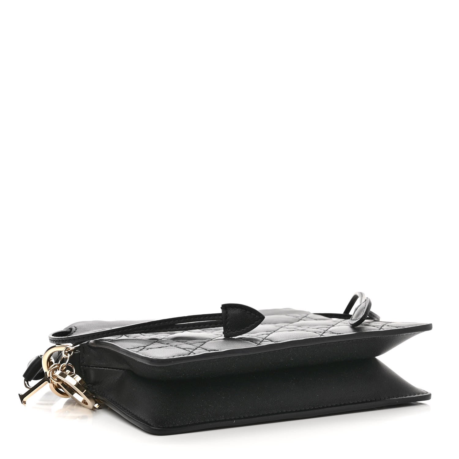 Christian Dior Lambskin Cannage Mini Top Handle Drawstring Bag Black 4 of 12