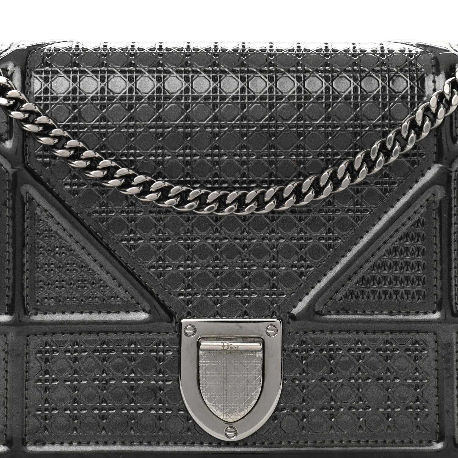 Christian Dior Metallic Patent Micro-Cannage Small Diorama Flap Bag Onyx Black 9 of 13