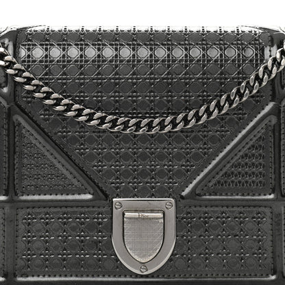 Christian Dior Metallic Patent Micro-Cannage Small Diorama Flap Bag Onyx Black 9 of 13