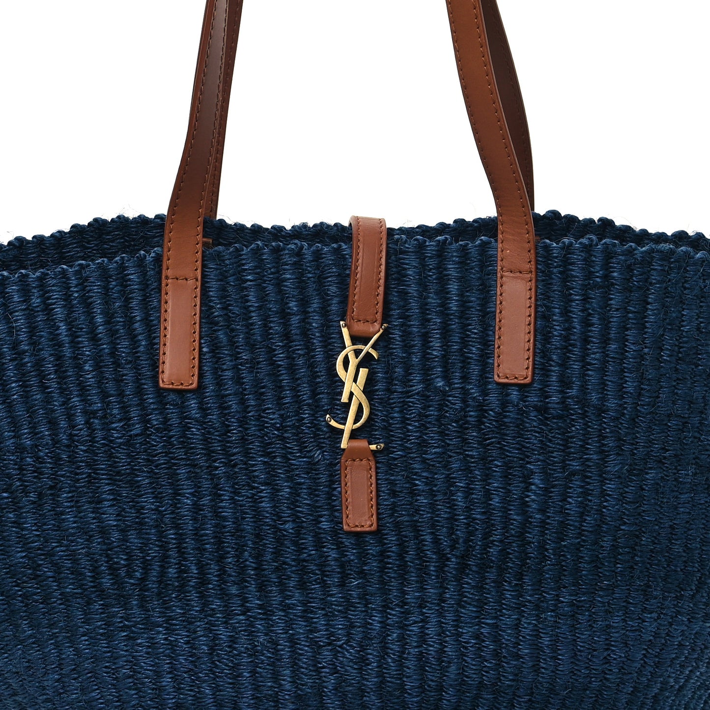 Raffia Calfskin Medium Panier Tote Blue Orchid Brick