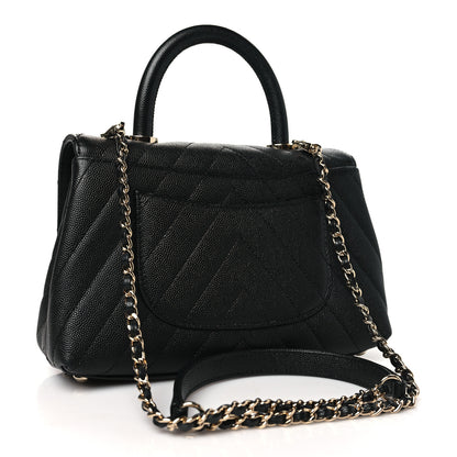 Chanel Caviar Chevron Quilted Mini Coco Handle Flap Black 3 of 11