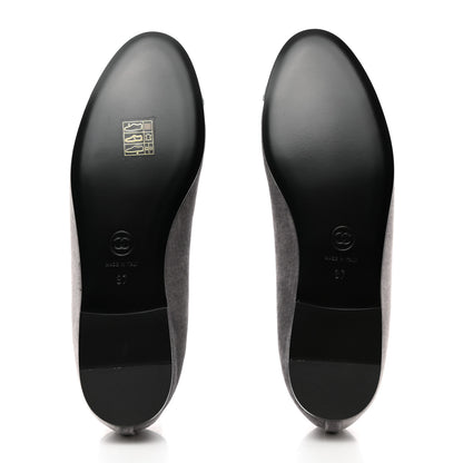 Chanel Velvet Cap Toe Ballerina Flats 37 Grey Green 5 of 9