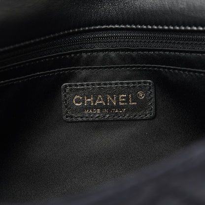 Chanel Satin Quilted Pleated Medium Single Flap Navy 5 of 11