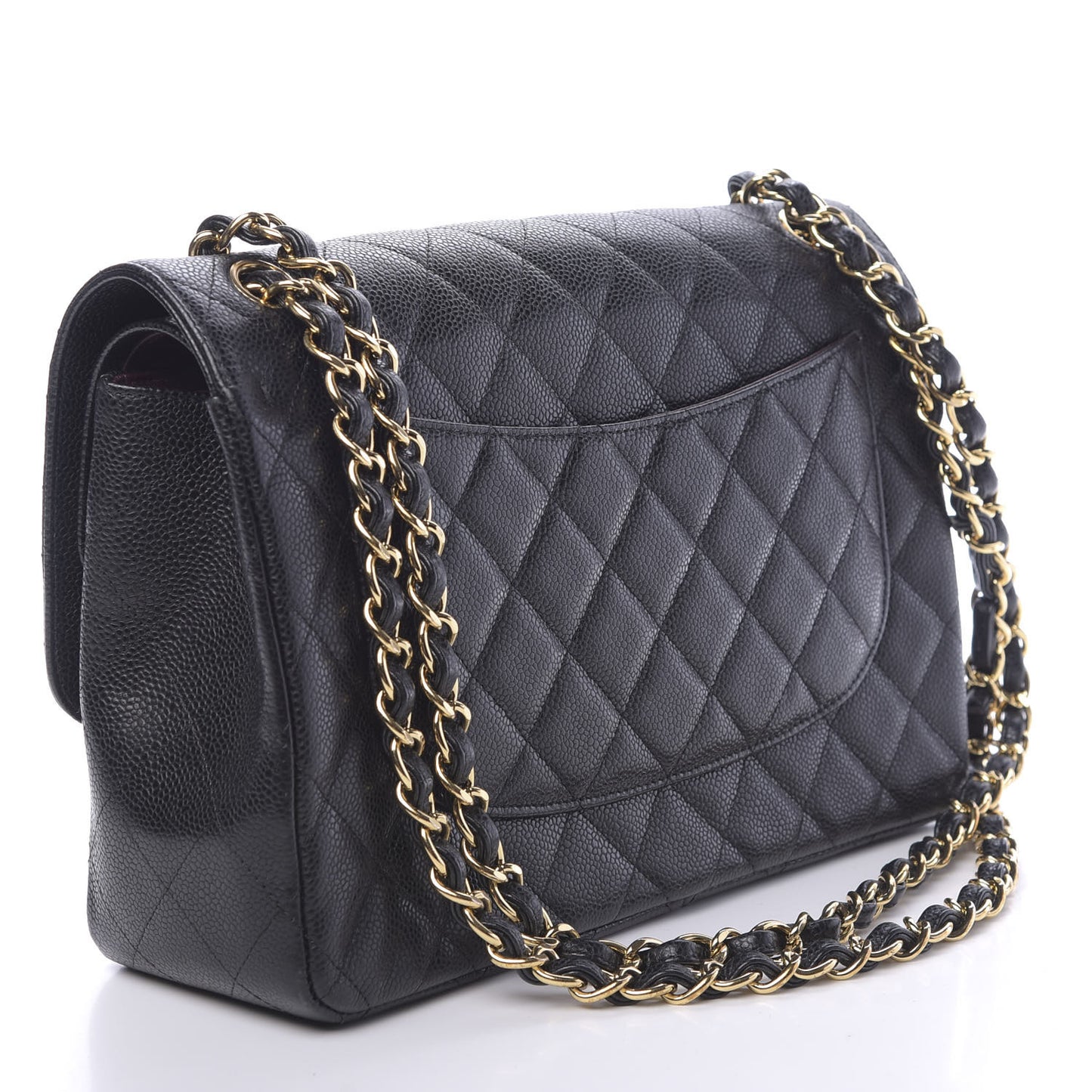 Caviar Quilted Jumbo Double Flap Black
