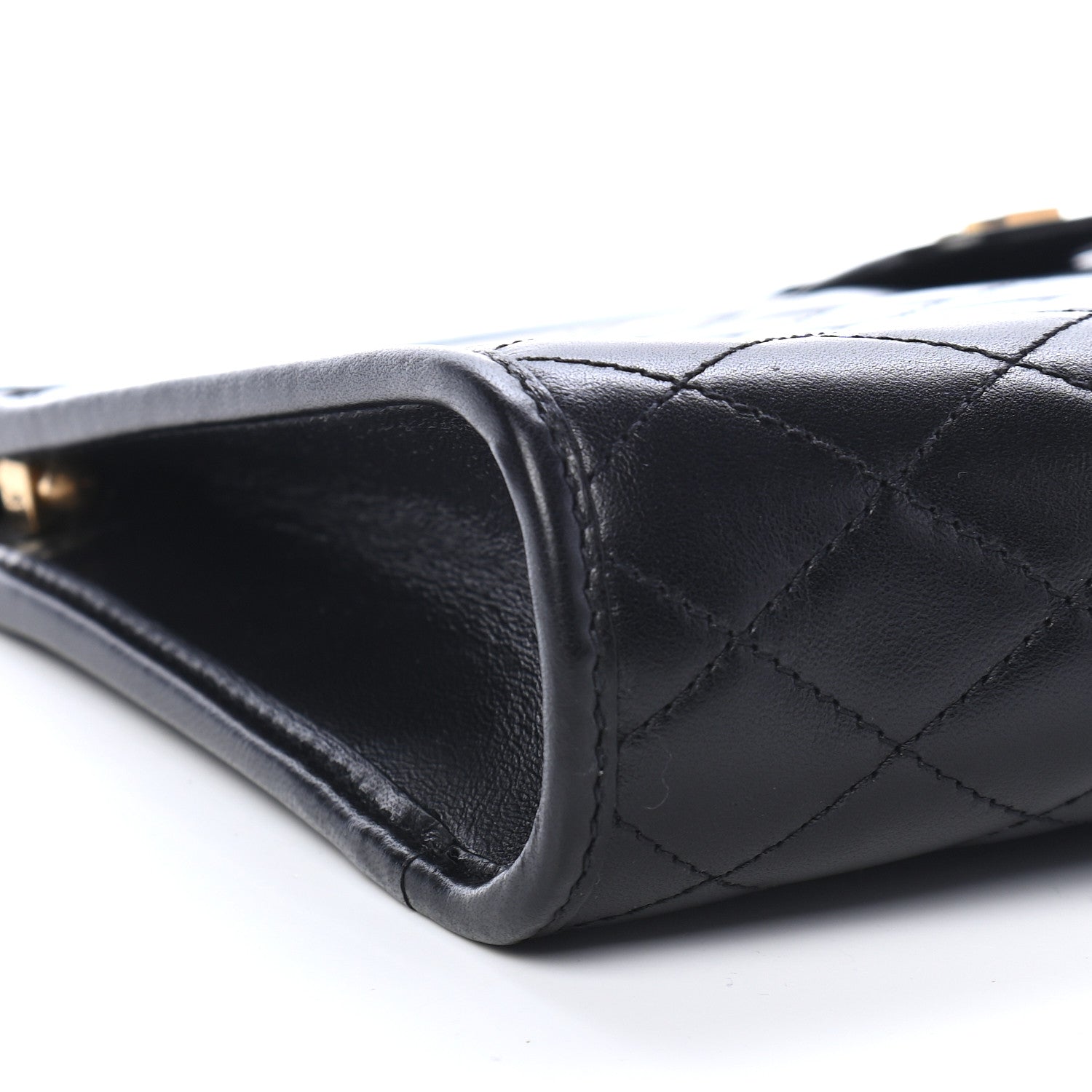 Saint Laurent Lambskin Quilted Monogram Baby Victoire Chain Clutch Bag Black 7 of 8