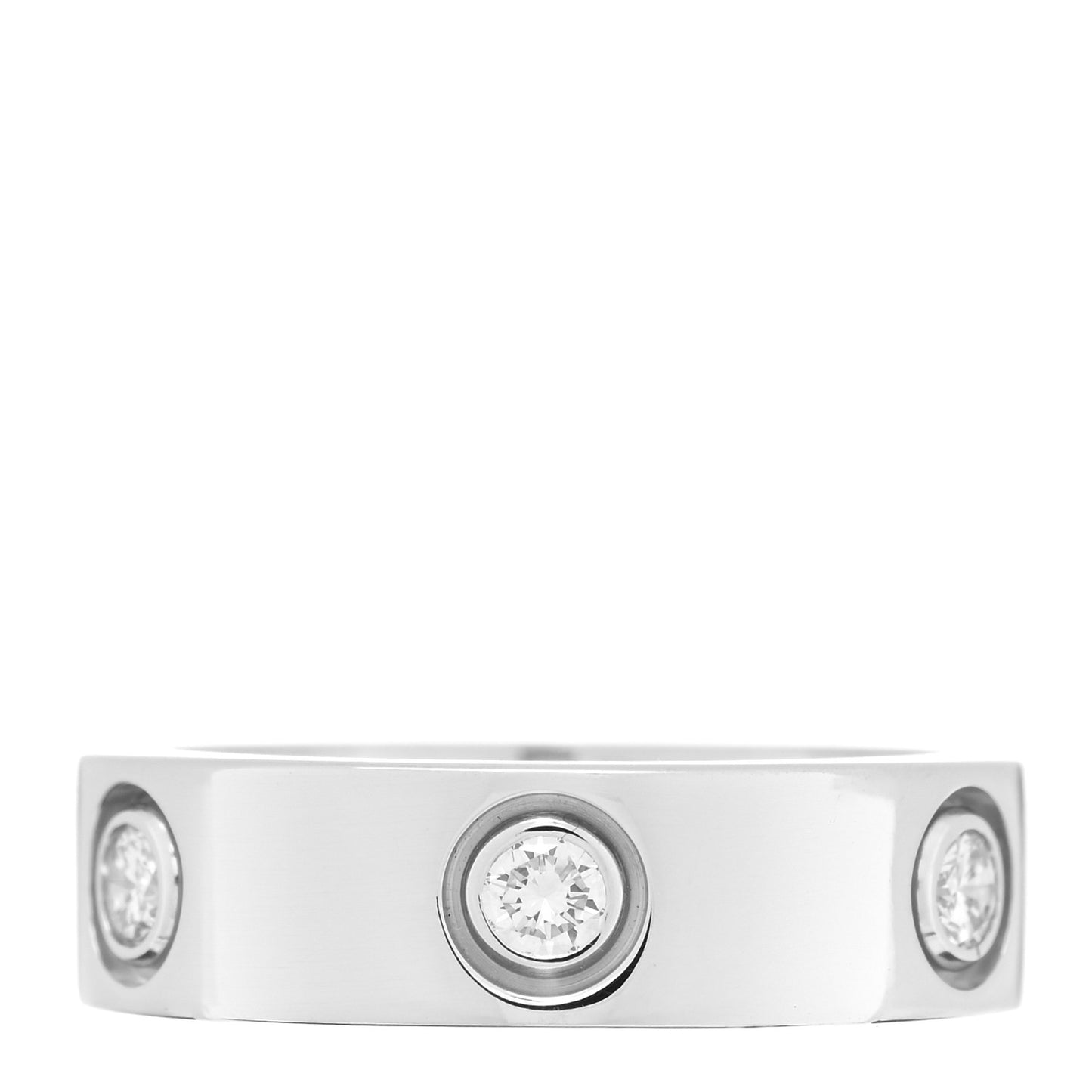 18K White Gold 6 Diamond 5.5mm LOVE Ring 51 5.75