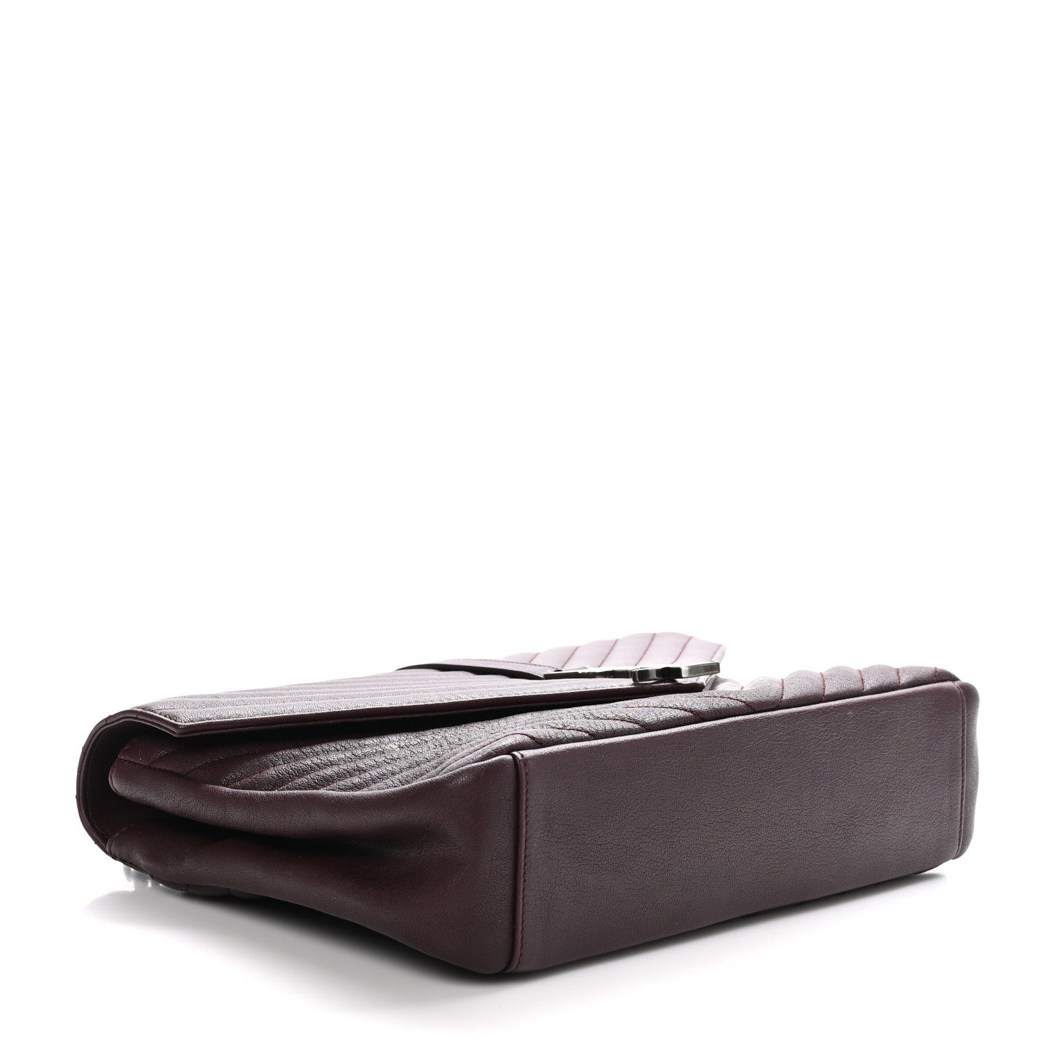 Saint Laurent Sheepskin Matelasse Chevron Large College Monogram Satchel Amaranto 4 of 11
