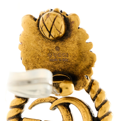 Gucci Metal Double G Lion Head Clip On Earrings Aged Gold 4 of 5