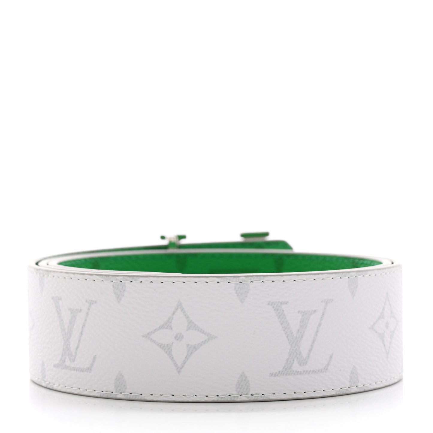 Monogram 40mm Reversible LV Initiales Belt 85 34 White Green