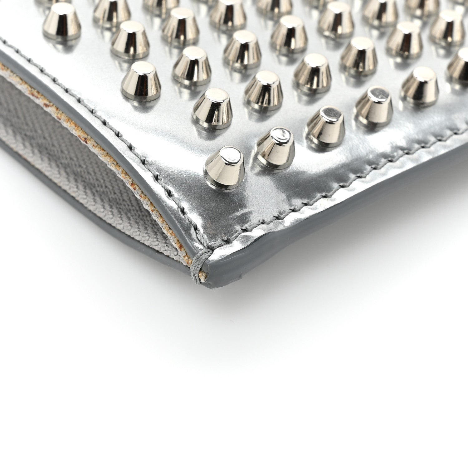 Christian Louboutin Metallic Calfskin Quadro Spikes Loubiclutch Silver 9 of 12