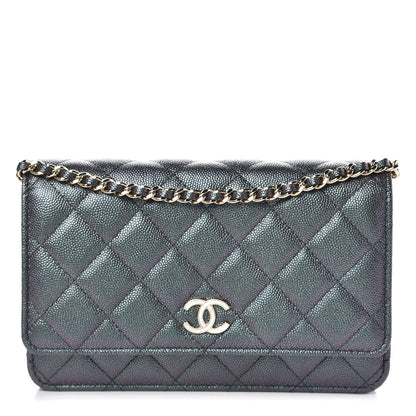 Chanel Iridescent Caviar Quilted Wallet On Chain WOC Black 1 of 9