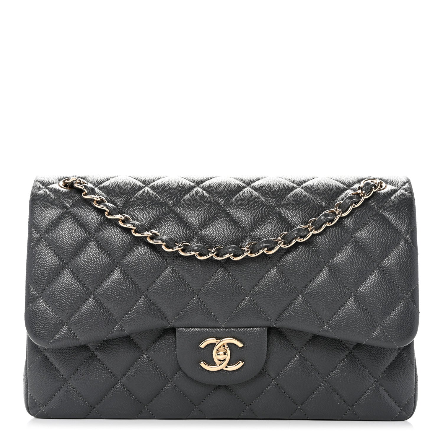 Chanel Caviar Quilted Jumbo Double Flap Dark Grey 1 of 10