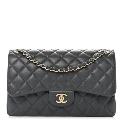 Chanel Caviar Quilted Jumbo Double Flap Dark Grey 1 of 10