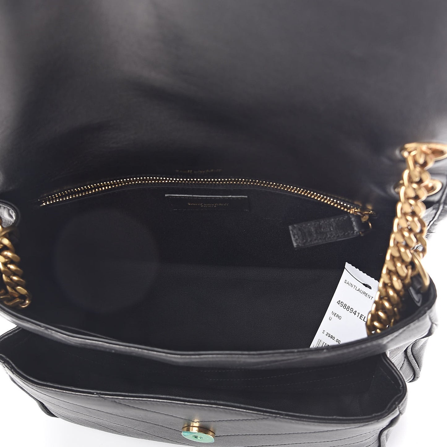 Lambskin Matelasse Monogram Medium Niki Chain Satchel Black