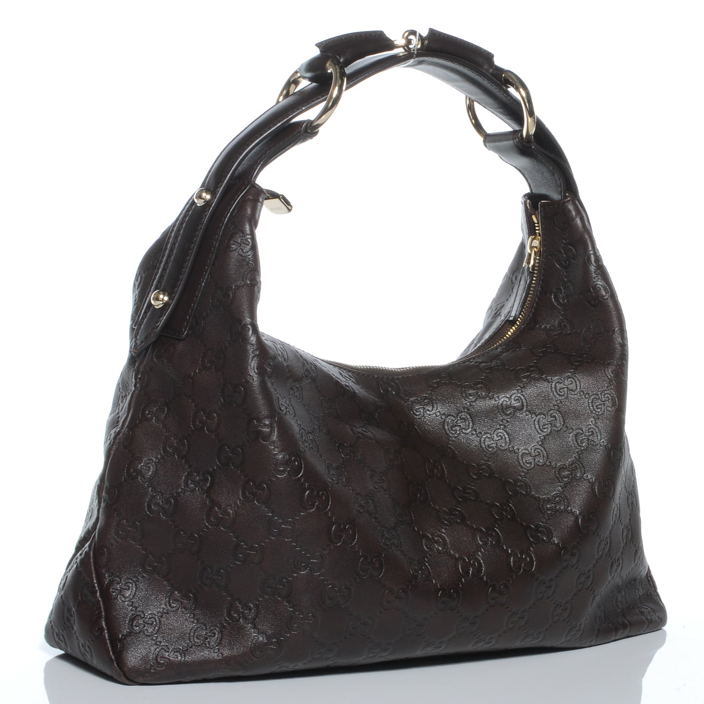 Guccissima Medium Horsebit Chain Hobo Brown