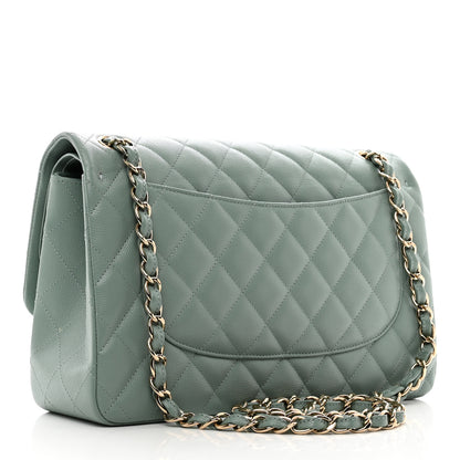 Chanel Caviar Quilted Jumbo Double Flap Green 3 of 10