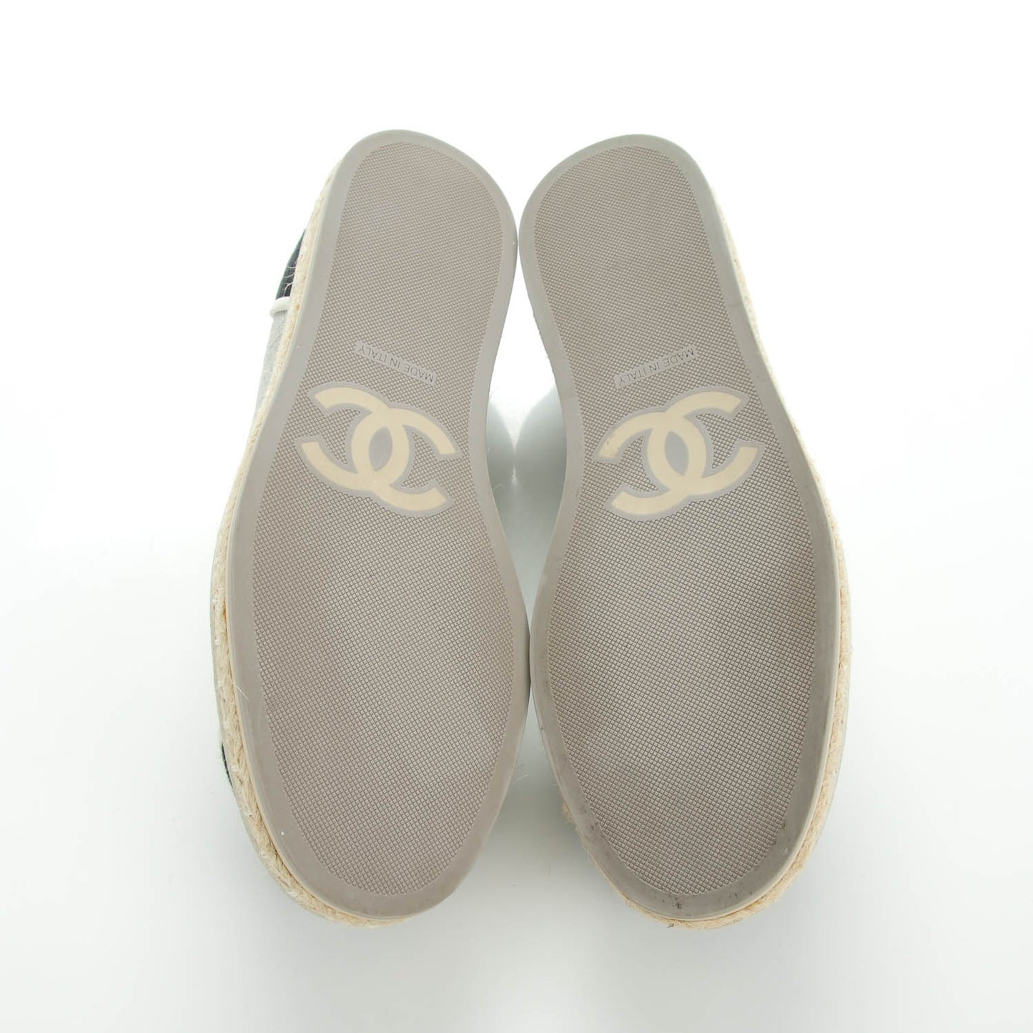 Cotton Espadrilles Flats 39 Grey Black