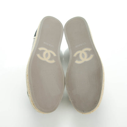 Chanel Cotton Espadrilles Flats 39 Grey Black 5 of 9