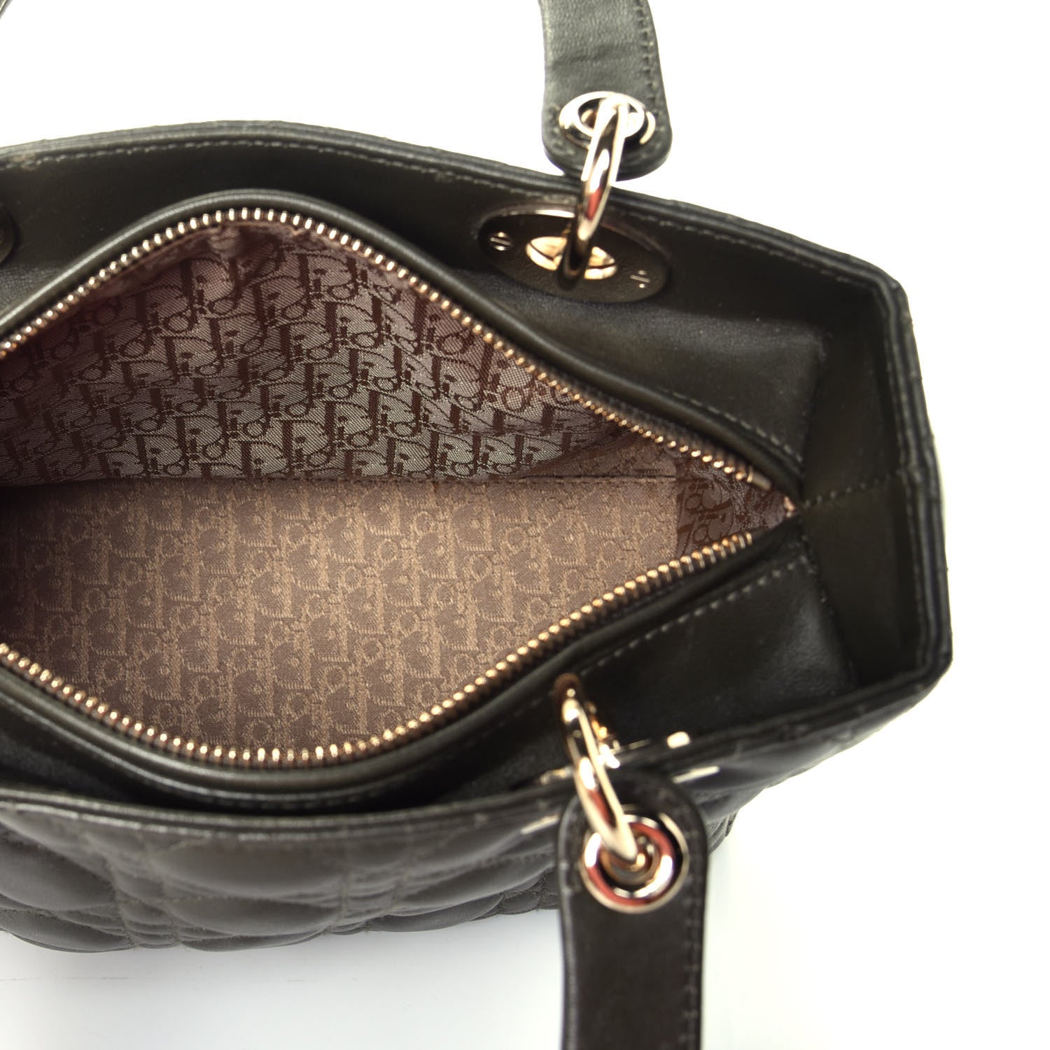 Christian Dior Lambskin Cannage Medium Lady Dior Olive Green 6 of 12