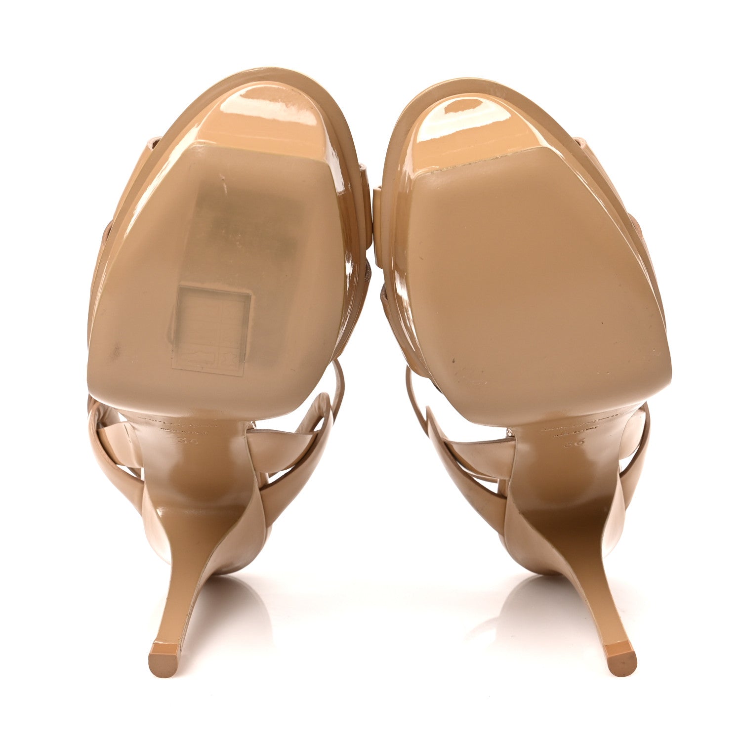 Saint Laurent Patent Tribute 105 Platform Sandals 36 Nude Powder 6 of 10