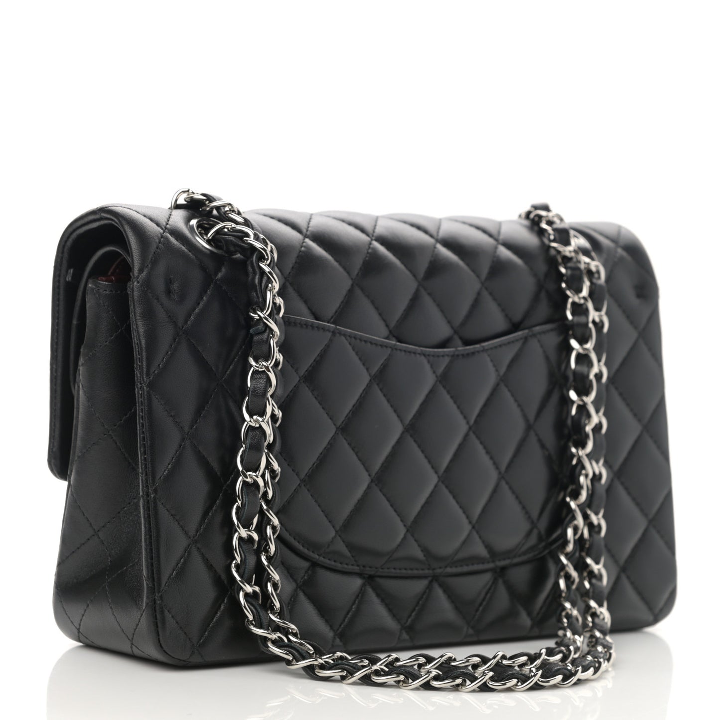 Lambskin Quilted Medium Double Flap Black