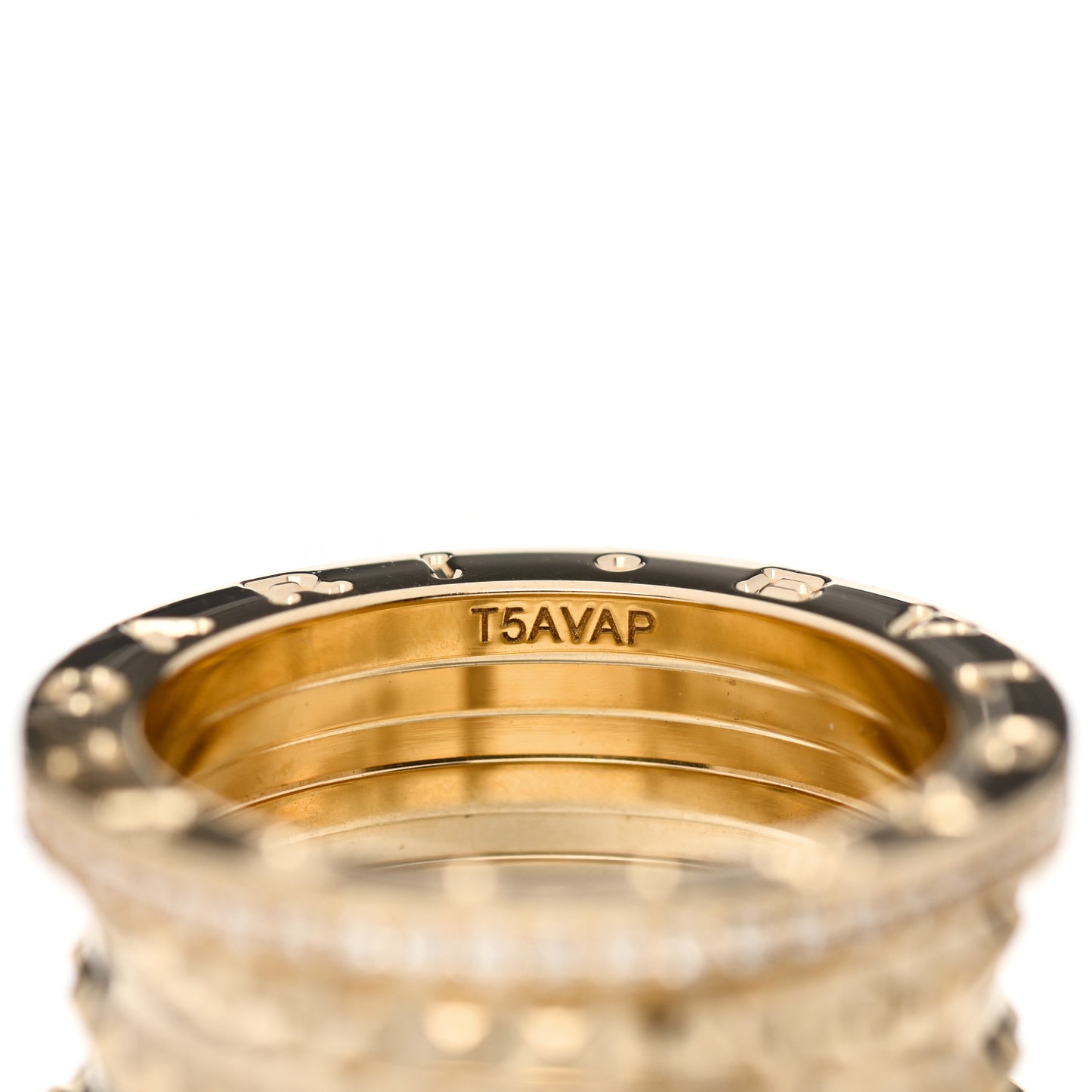 18K Yellow Gold Diamond B.Zero1 Rock Four-Band Pave Ring 54 6.75
