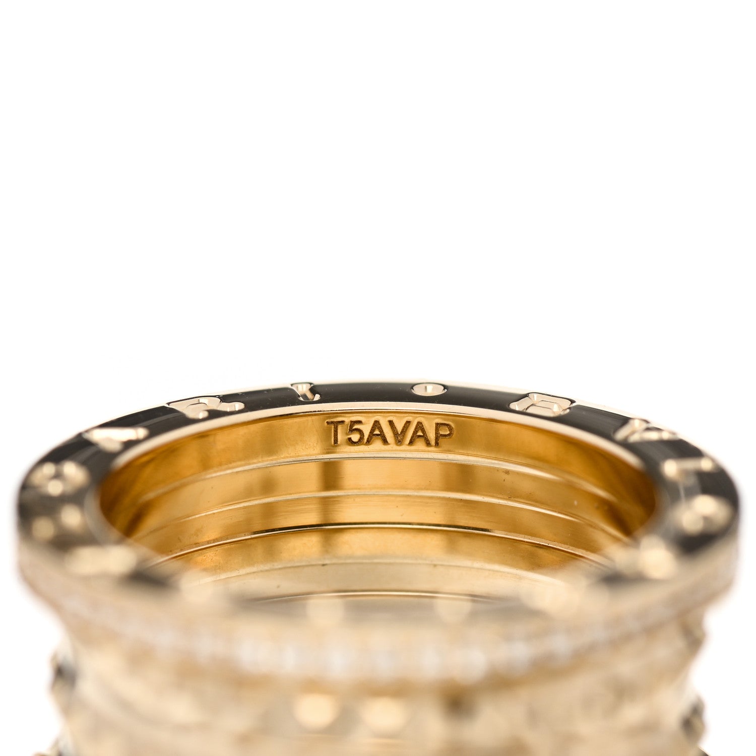 Bulgari 18K Yellow Gold Diamond B.Zero1 Rock Four-Band Pave Ring 54 6.75 6 of 7