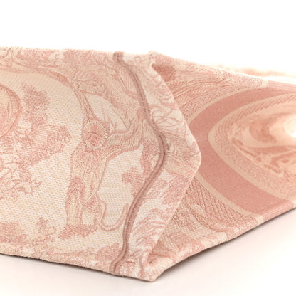 Christian Dior Canvas Toile De Jouy Embroidered Medium Book Tote Rose 9 of 9