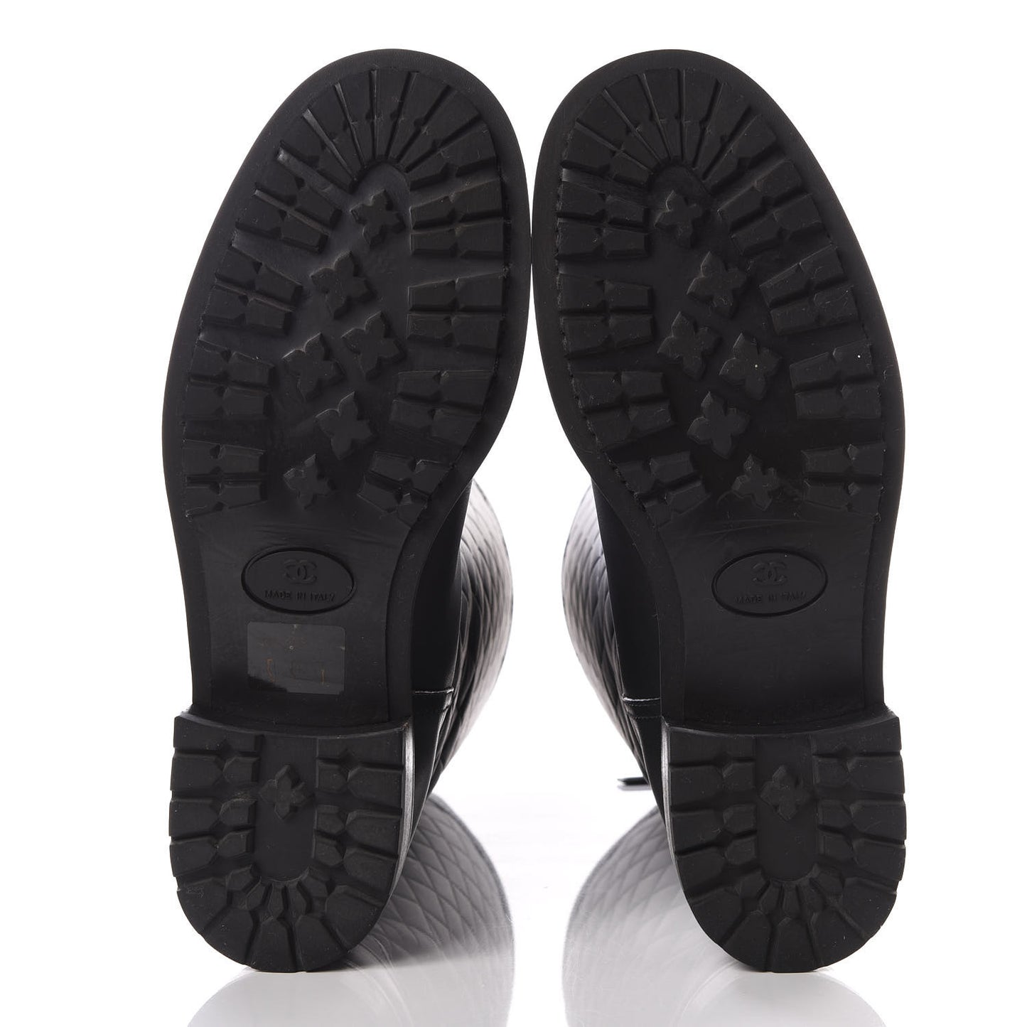 Oily Calfskin Quilted High Boots 40 Black