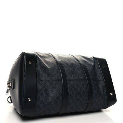 Gucci Soft GG Supreme Monogram Appia Calfskin Web Large Carry On Duffle Bag Black Grey 3 of 13