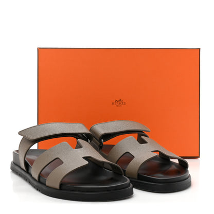 Hermes Epsom Womens Chypre Sandals 40 Etoupe 9 of 9