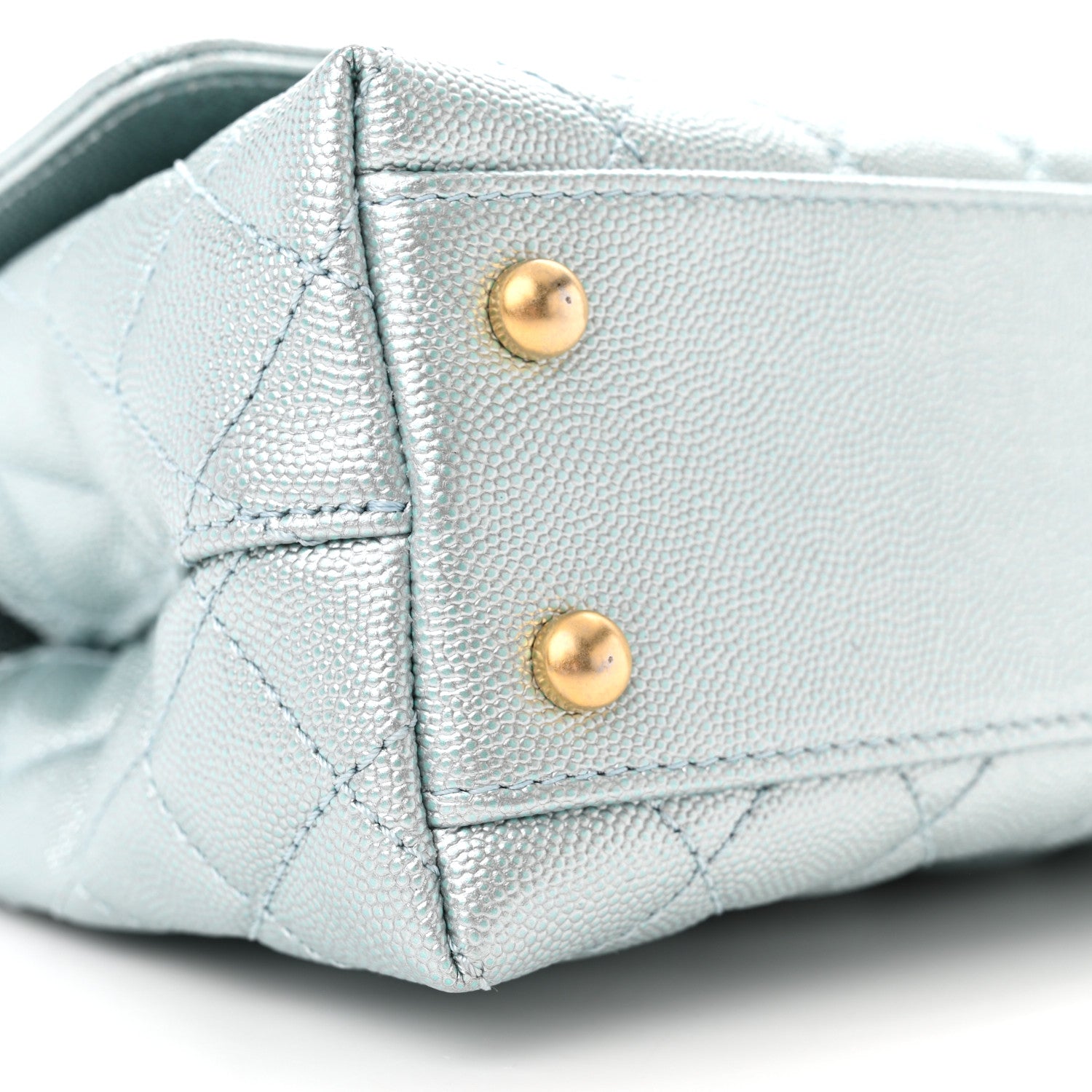 Chanel Metallic Caviar Quilted Mini Coco Handle Flap Light Blue 9 of 11