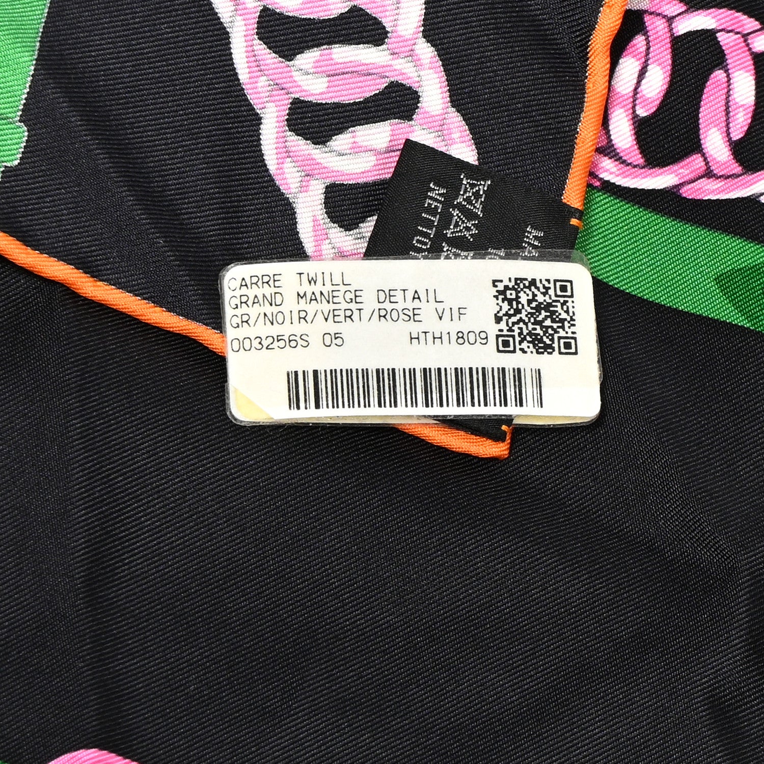 Hermes Silk Grand Manege Detail Scarf 90 Black Vert Rose Vif 4 of 4