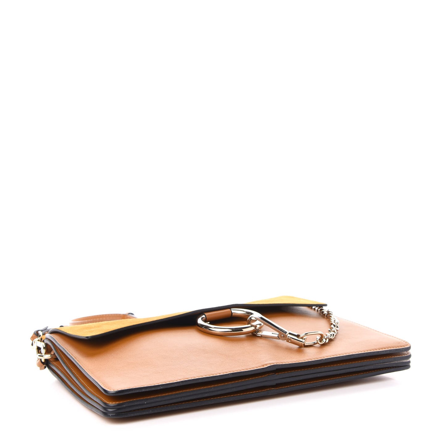 Suede Calfskin Medium Faye Shoulder Bag Mustard Brown