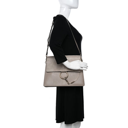 Chloe Calfskin Suede Medium Faye Shoulder Bag Motty Grey 2 of 10