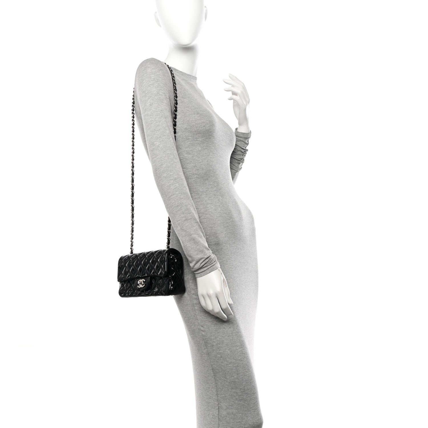 Chanel Patent Calfskin Quilted Mini Rectangular Flap Black 2 of 11