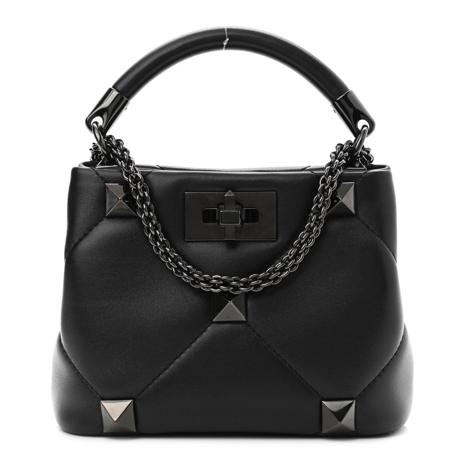 Valentino Garavani Nappa Monochrome Mini Roman Stud The Handle Bag Black 1 of 8