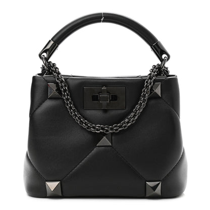 Valentino Garavani Nappa Monochrome Mini Roman Stud The Handle Bag Black 1 of 8