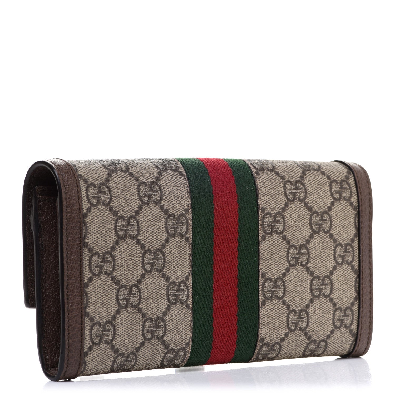 Gucci GG Supreme Monogram Web Ophidia Continental Wallet Brown 3 of 9