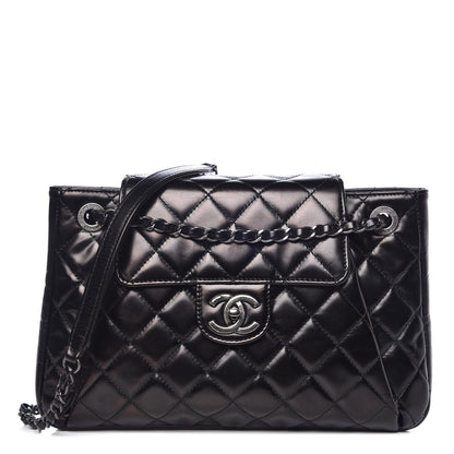 Chanel Glazed Calfskin Quilted Accordion Flap Black 1 of 11