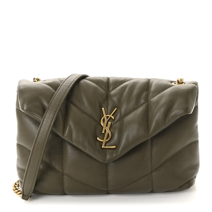 Saint Laurent Lambskin Quilted Toy Loulou Puffer Monogram Chain Satchel Light Musk 1 of 9