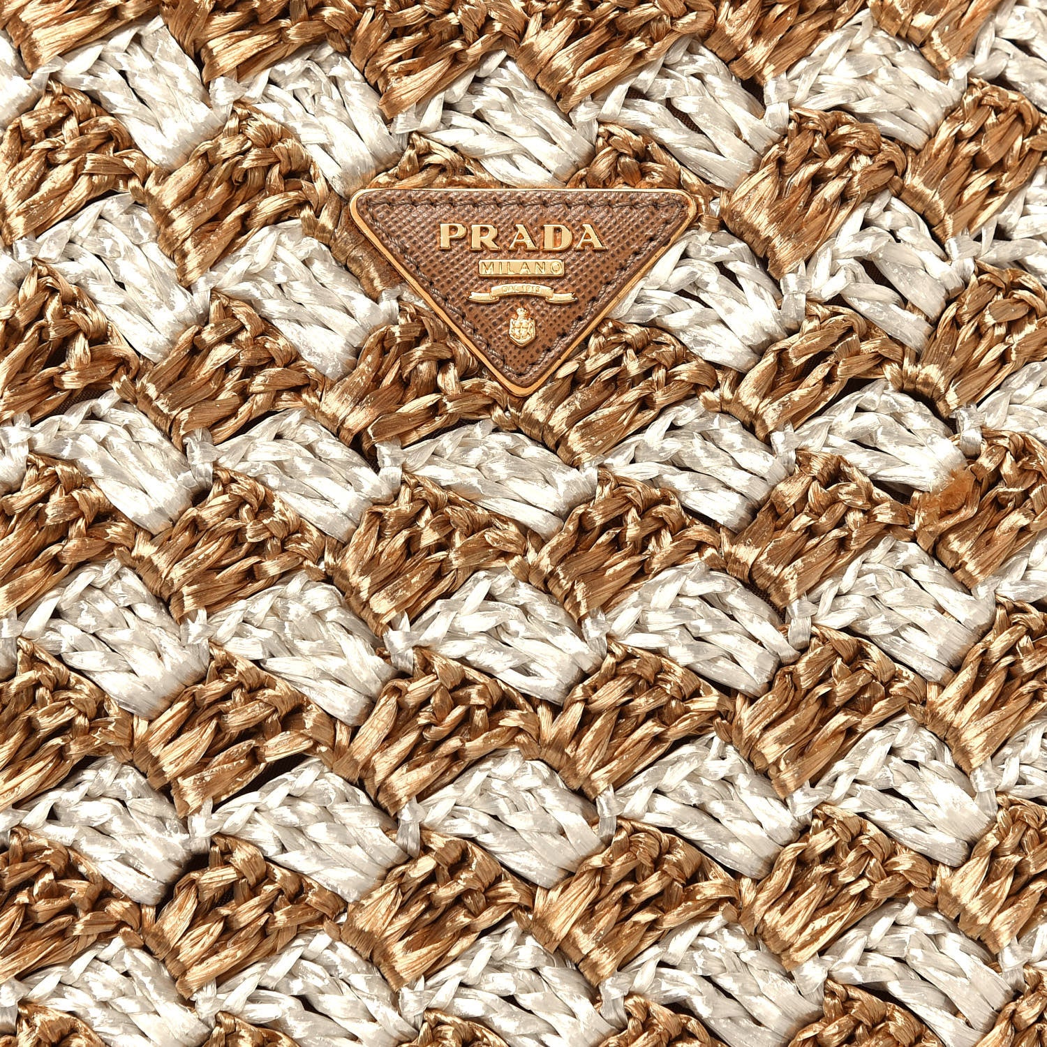 Prada Raffia Crochet Bi-Color Tote Naturale Talco 7 of 12