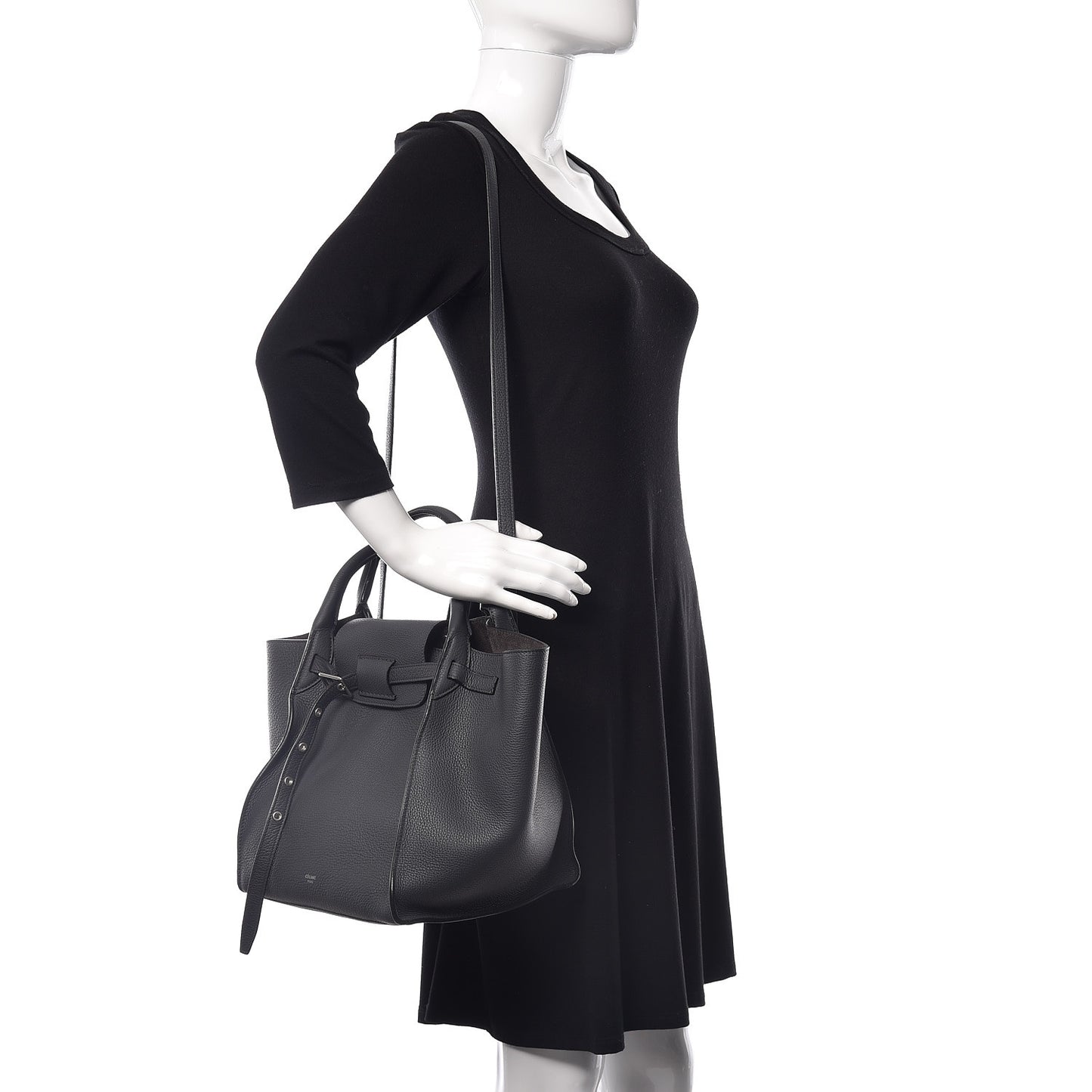 Supple Grained Calfskin Small Big Bag Anthracite