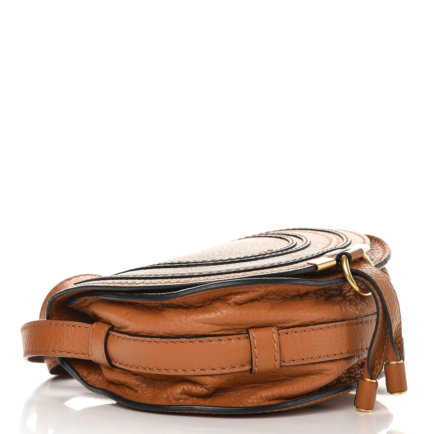 Chloe Calfskin Mini Marcie Round Crossbody Bag Mustard Brown 4 of 7
