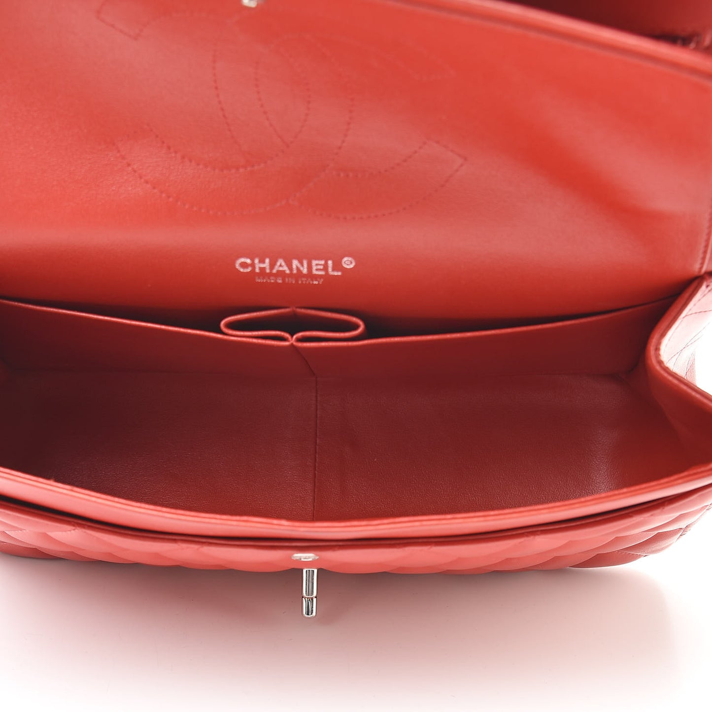 Lambskin Quilted Jumbo Double Flap Red