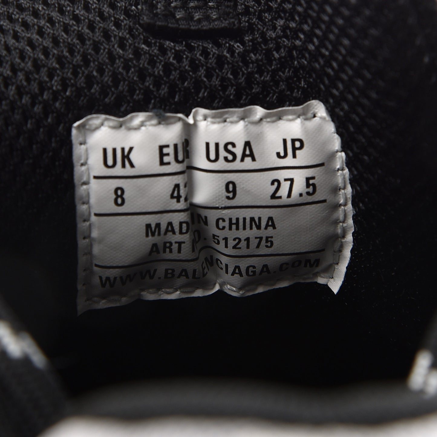 Mesh Nubuck Mens Triple S Sneakers 42 Black Argent