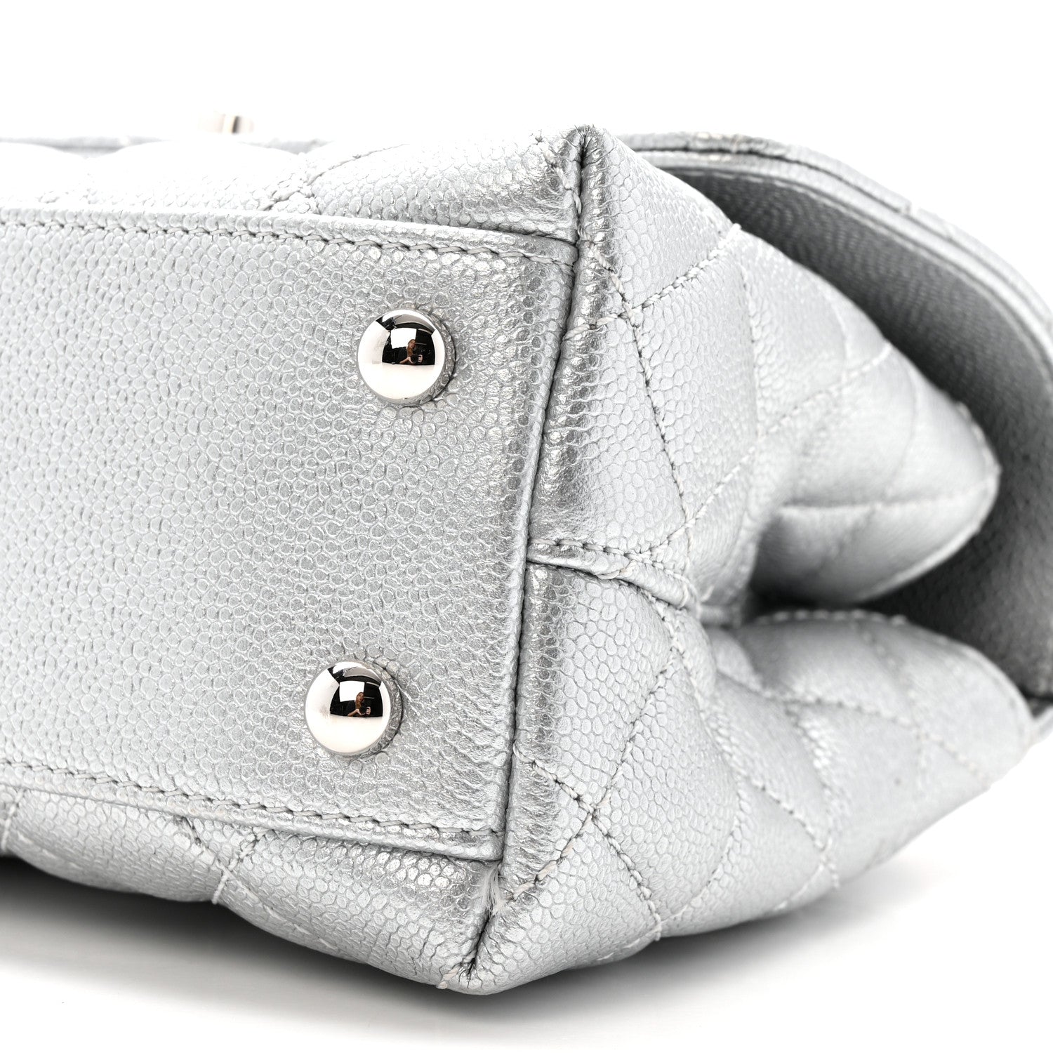Chanel Metallic Caviar Quilted Mini Coco Handle Flap Silvery 10 of 11