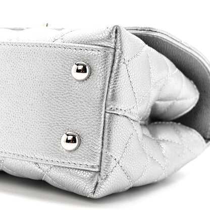 Chanel Metallic Caviar Quilted Mini Coco Handle Flap Silvery 10 of 11